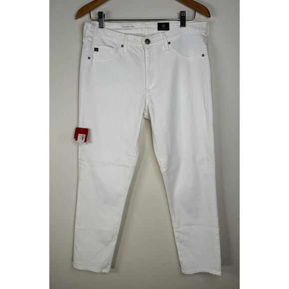 AG Adriano Goldschmied Womens 30 The Prima Crop Cigarette White Jeans Stretch - Picture 1 of 10